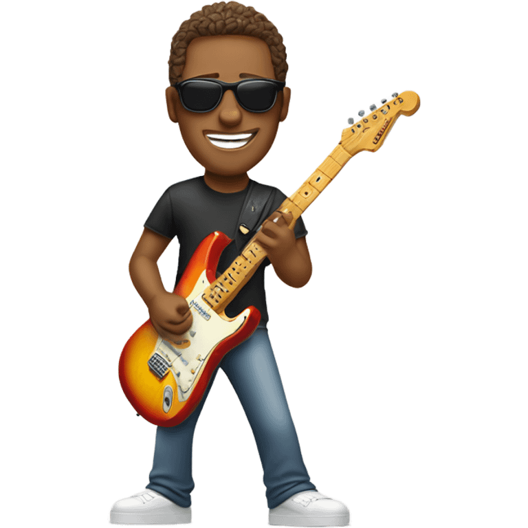 guy with sunglasses playing fender sunburst stratocaster emoji