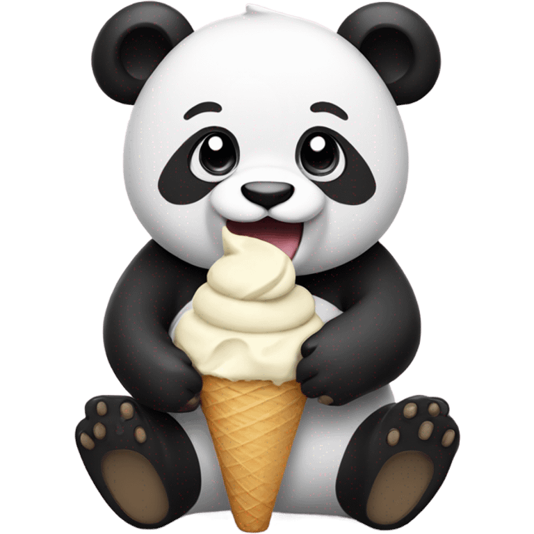 Panda eating ice cream emoji