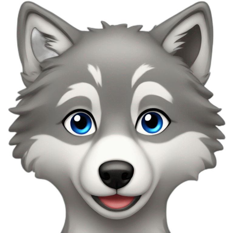 Female grey wolf blue eyes emoji