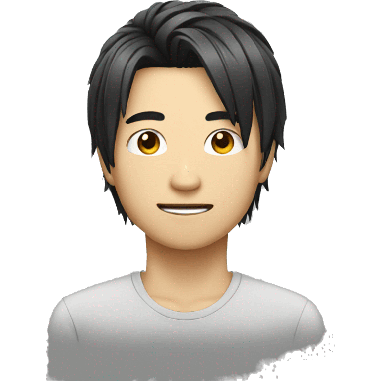 Asian guy with emo hair emoji