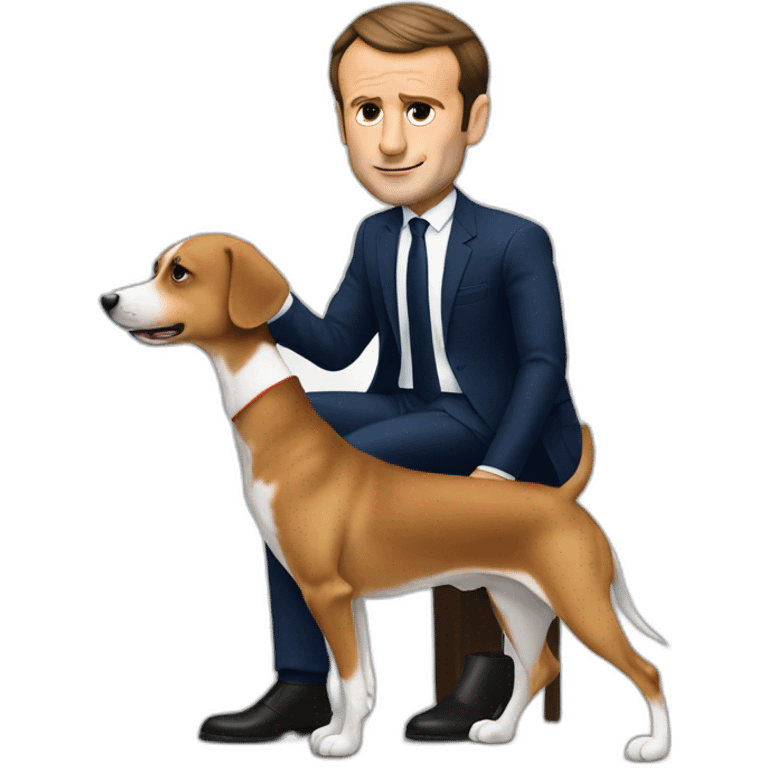 Emmanuel Macron qui embrasse son chien  emoji