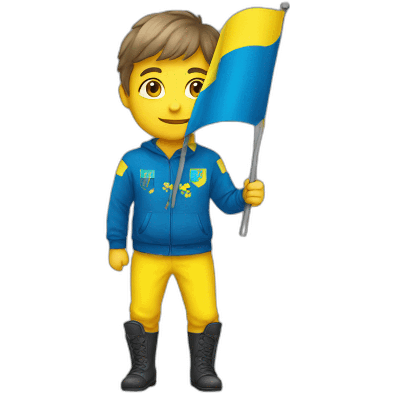 boy with flag ukraine emoji