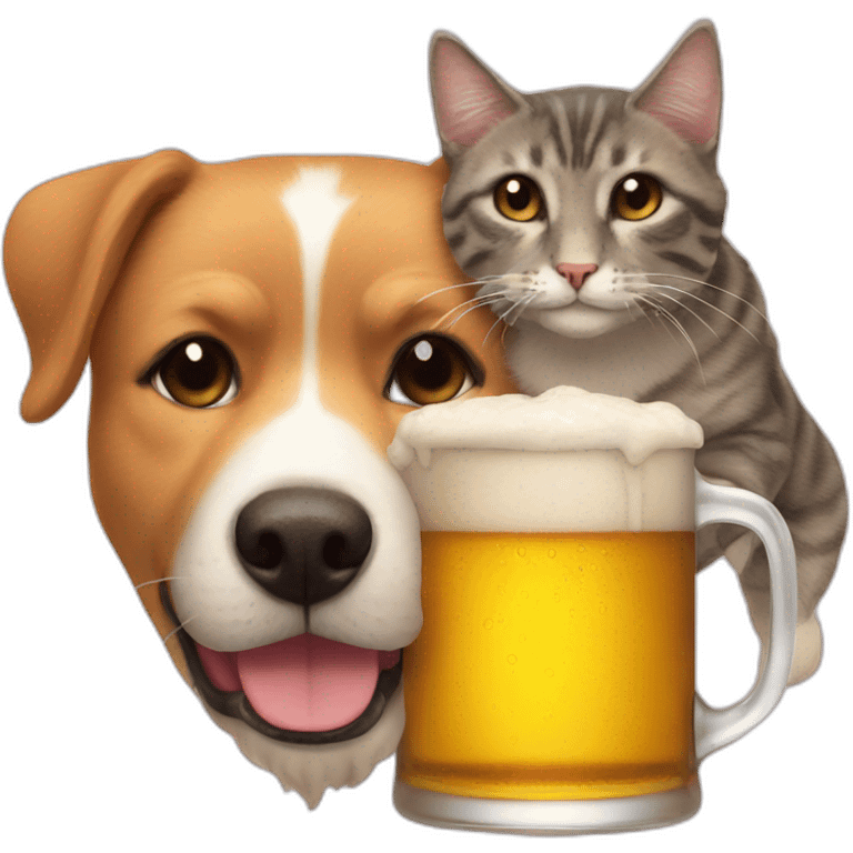 My dog drink beer with a cat emoji