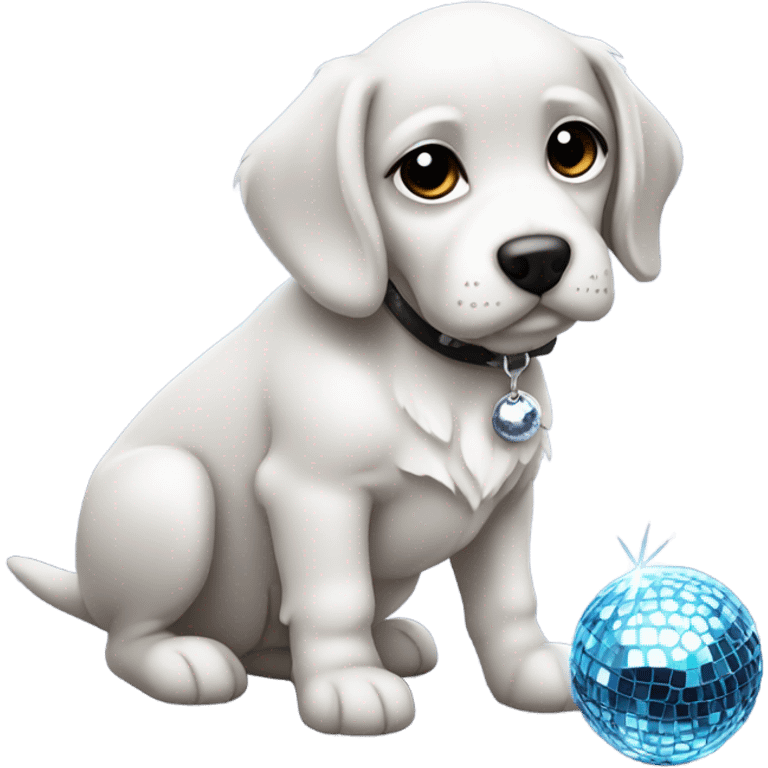 Disco ball with puppy emoji