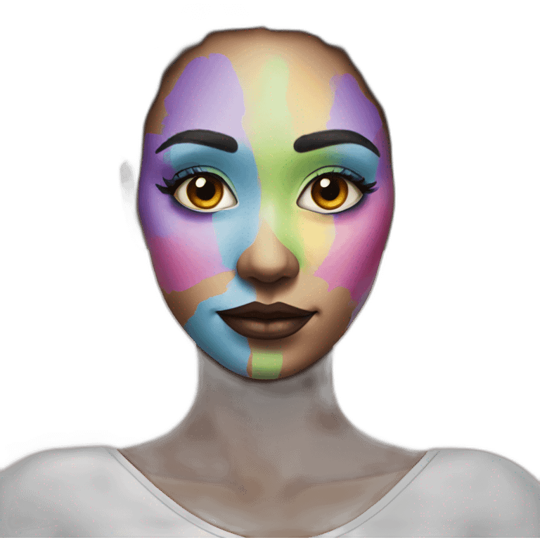 face painting holding color palette emoji