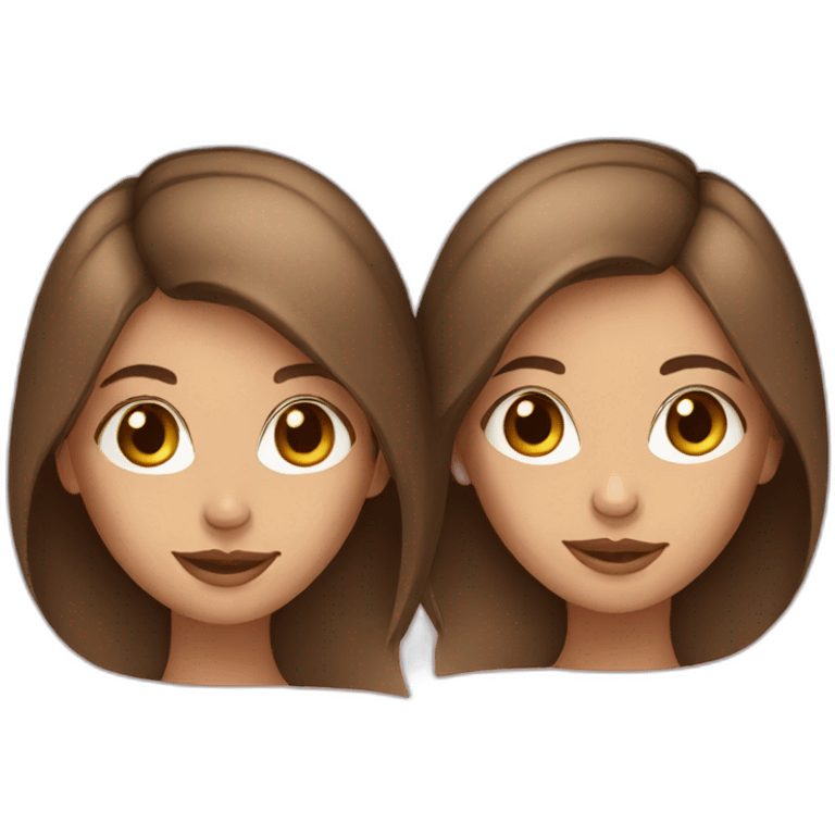 two Russian sisters Brown hair emoji