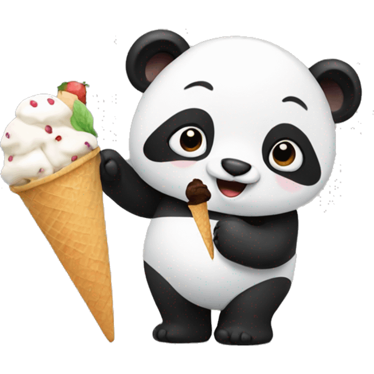 Panda eating ice cream emoji