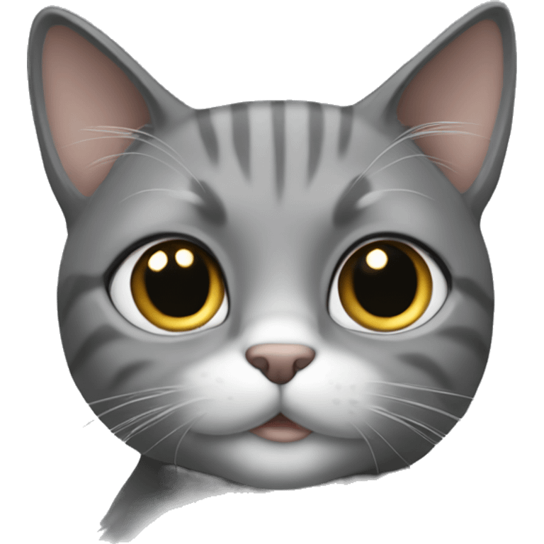 Cat grey and with and girl black hairs  emoji