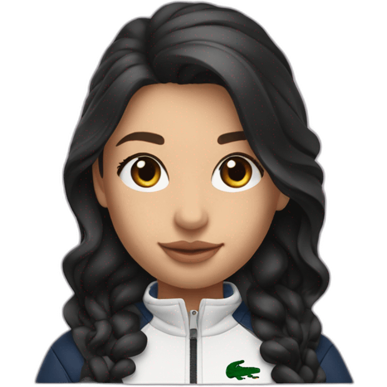 Lacoste bag latin girl with long hair with black lacoste windbreaker emoji