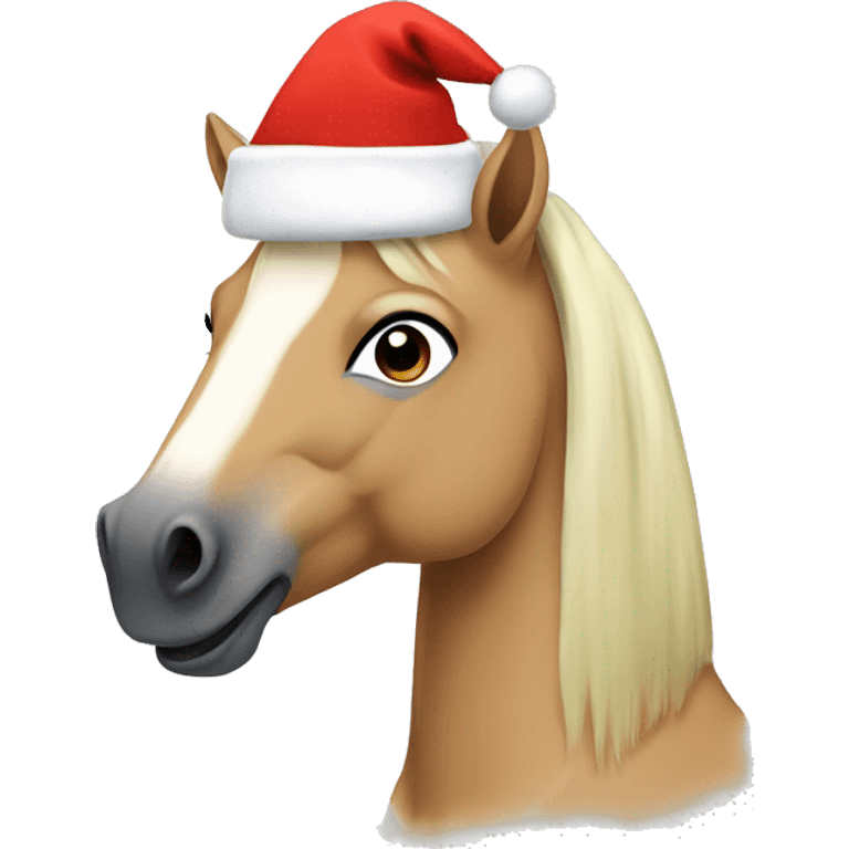 Fjord horse with a Christmas hat emoji