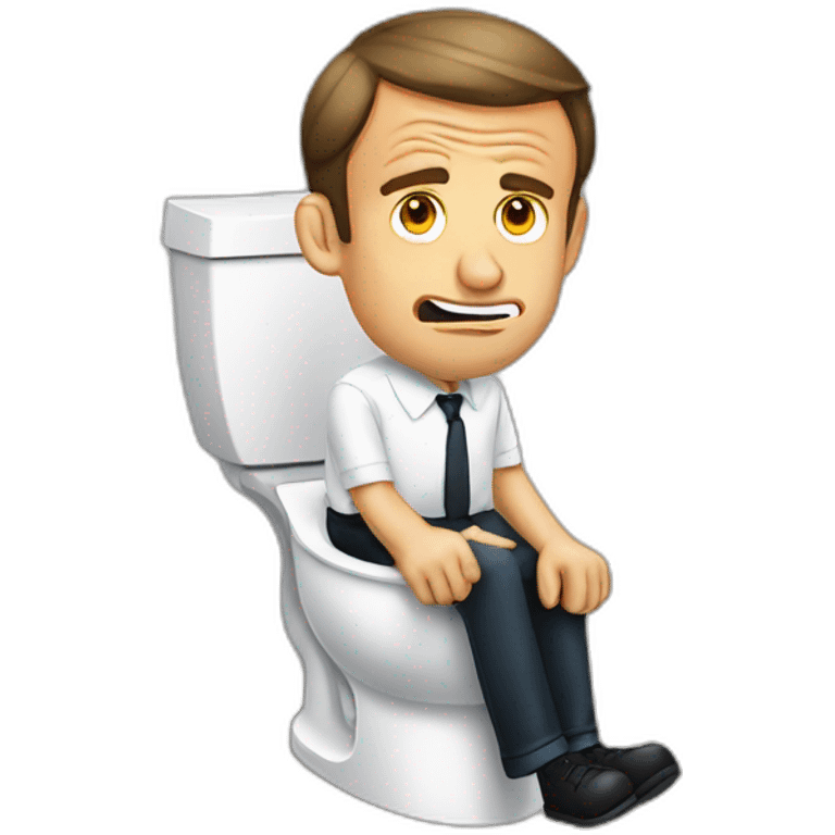 Emmanuel macron sitting on toilets having a hard time emoji