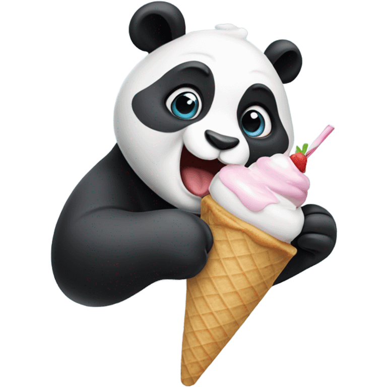 Panda eating ice cream emoji