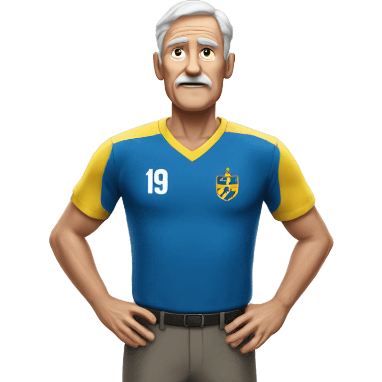 Very tall old guy in a football Swedish shirt emoji