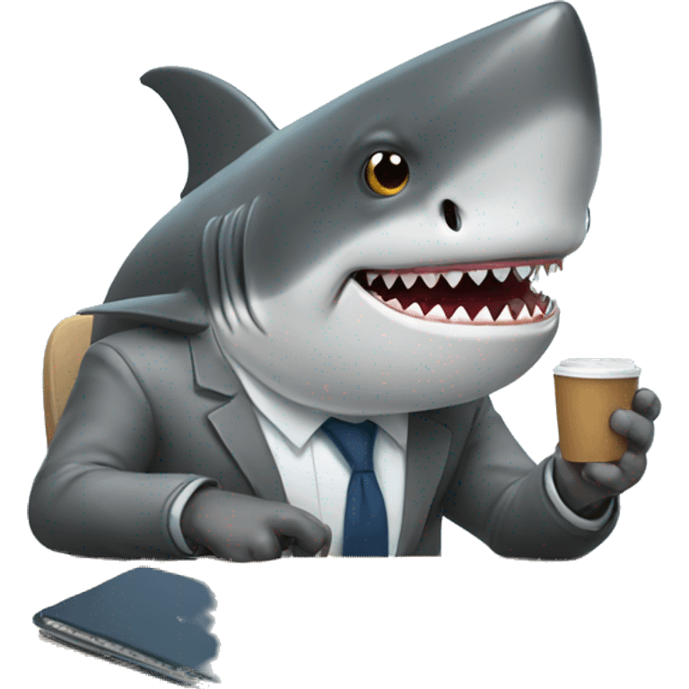 Shark working from home emoji