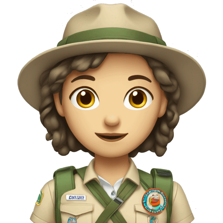 white scout girl with badges emoji