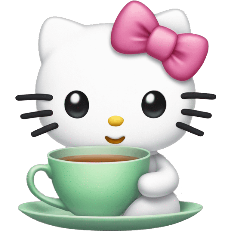 Hello kitty drinking tea emoji