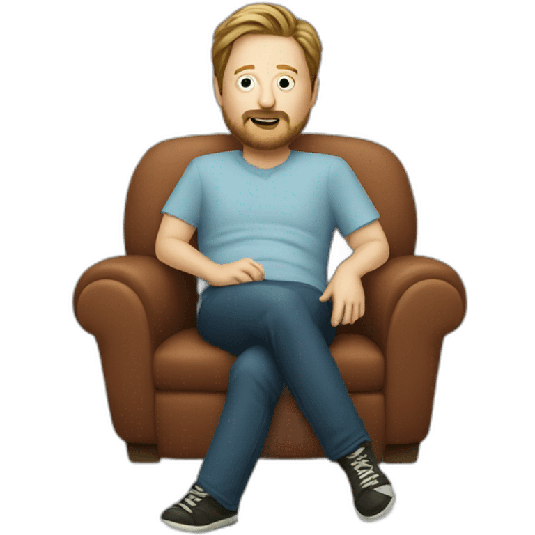 tim heidecker with a beard lounging on couch emoji