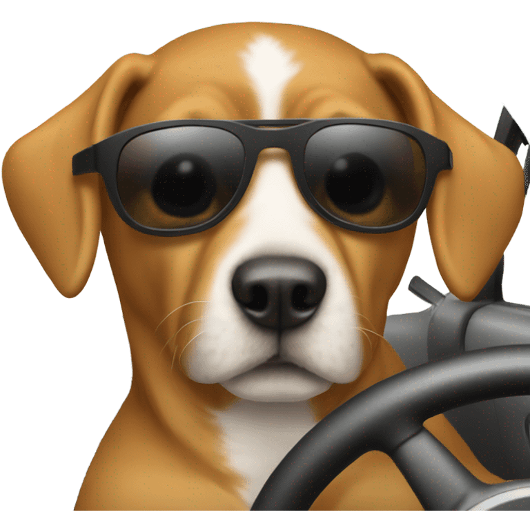 Dog driving a car with sunglasses on  emoji