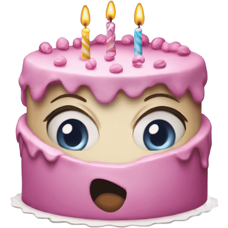 A birthday cake being surprised  emoji