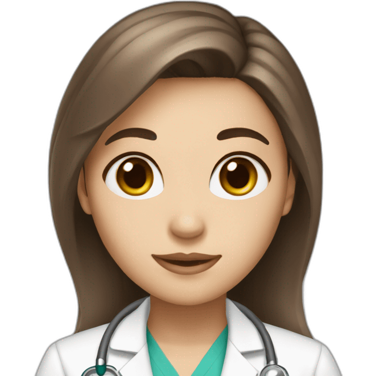 Girl white skin brown hair brown eyes doctor emoji