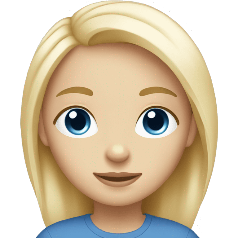 Blonde girl blue eyes holding spitz white blonde emoji