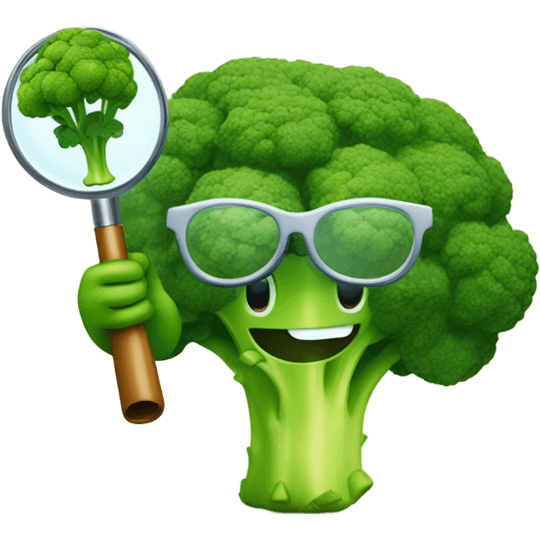 happy broccoli hold magnifying glass emoji