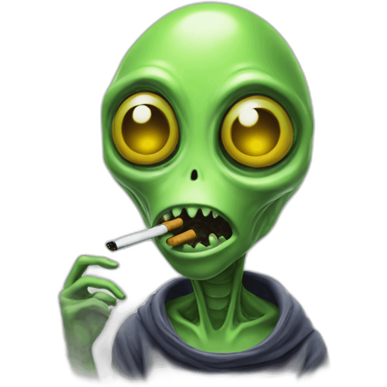 alien face smoking emoji