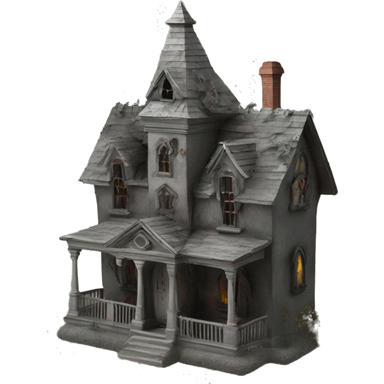 Haunting graveyard field pre-Victorian large mansion birdhouse  emoji