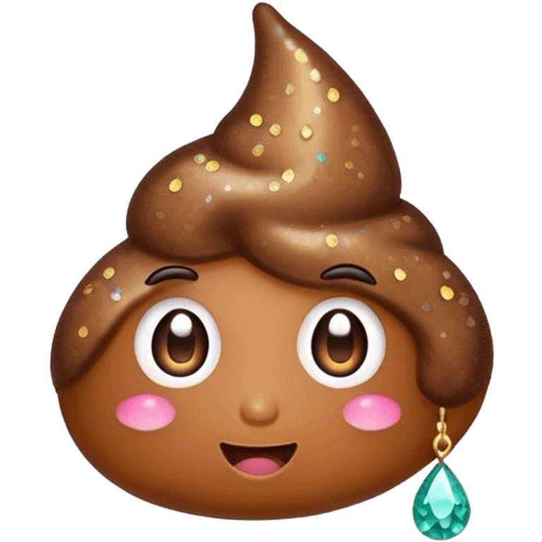 poop wearing a sparkly earring emoji