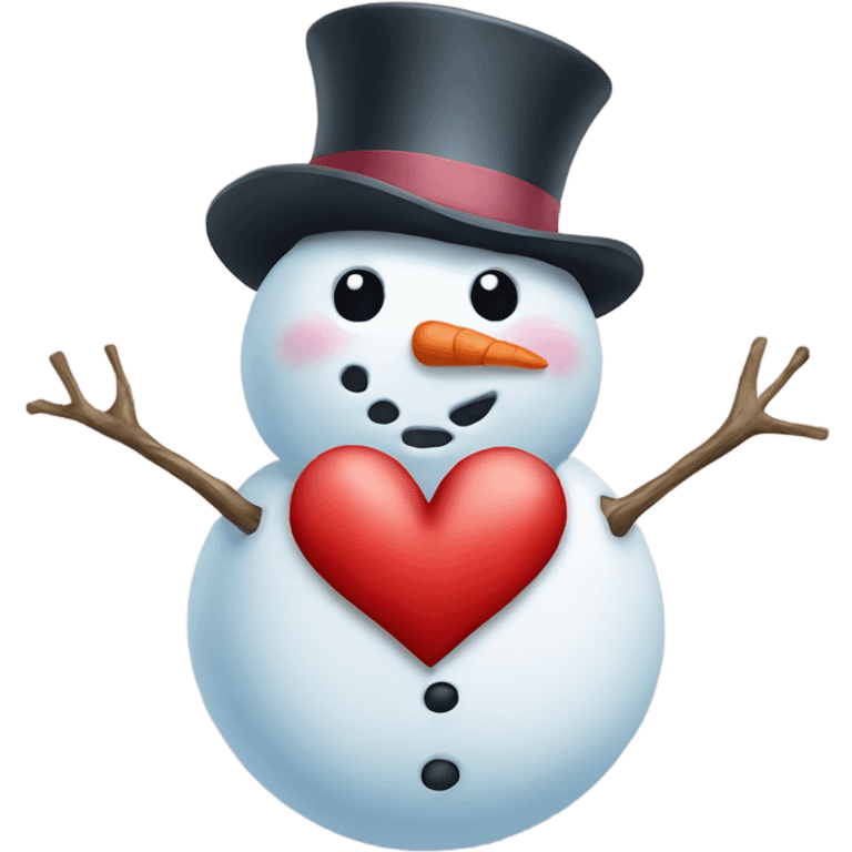 Snowman with a heart emoji