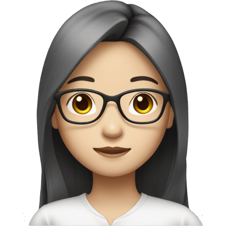 Asian girl white skin with long straight hair and glasses emoji