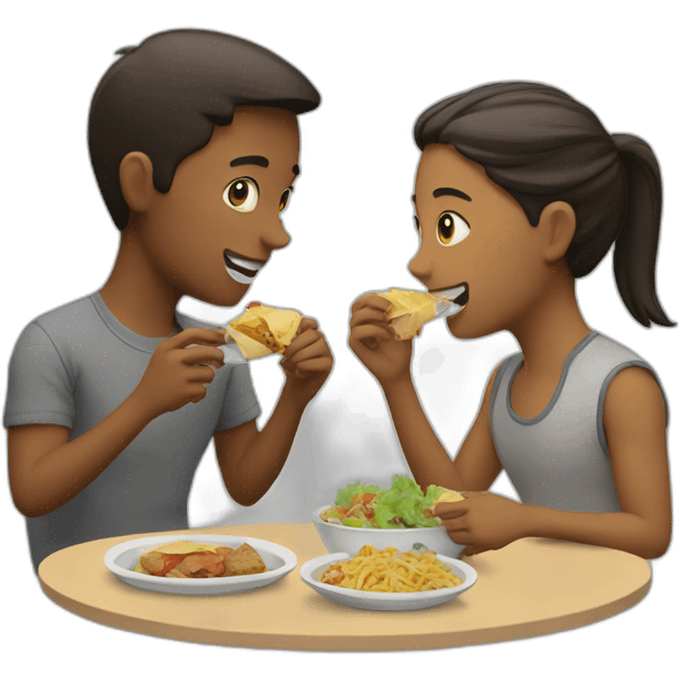 Two friends eating lunch emoji