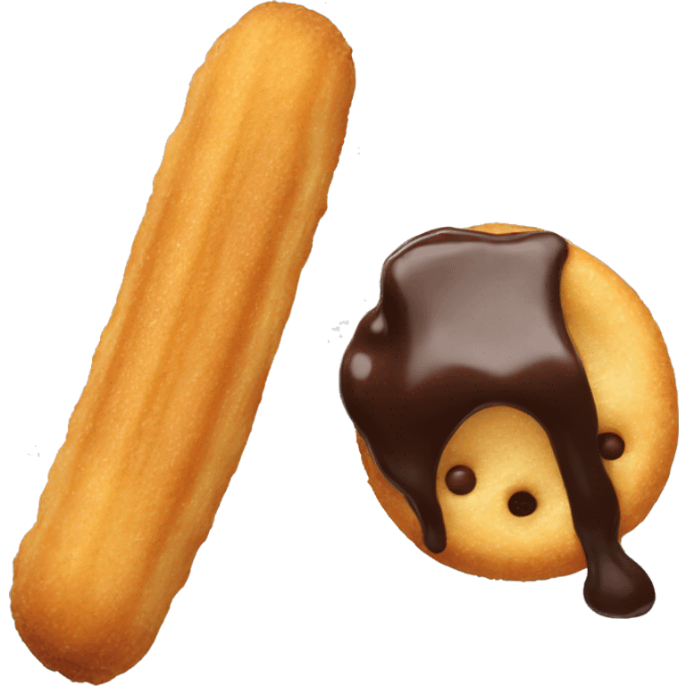 Churro with chocolate dipped tip emoji