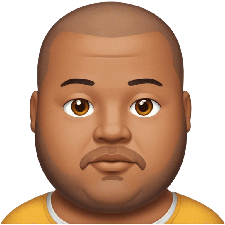 Fat man, brown hair buzz cut, shaved beard emoji