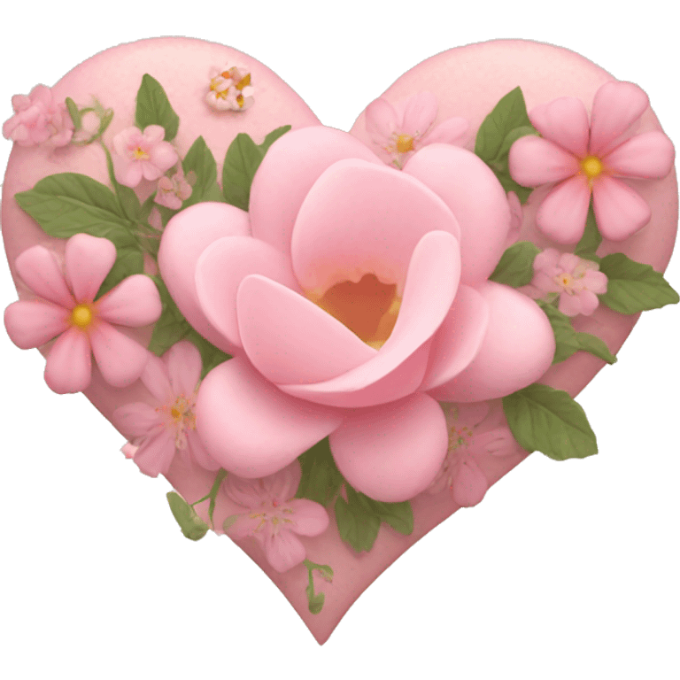 Delicate pink heart and flowers inside emoji