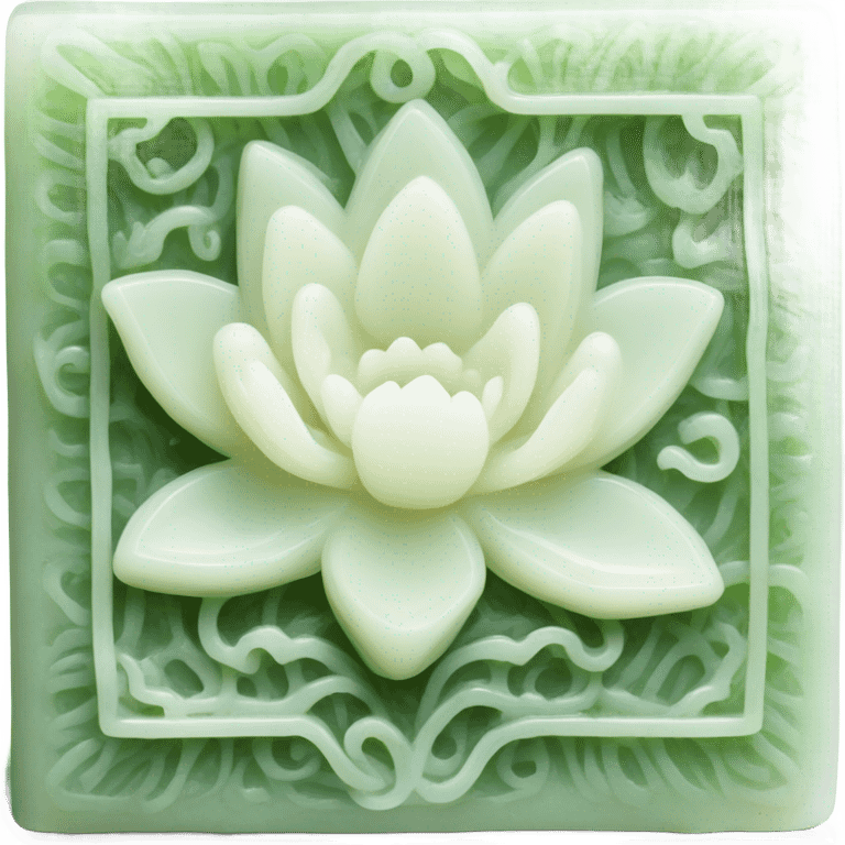 A whole white Rectangle Chinese style water-lily-patterned jade ornament emoji