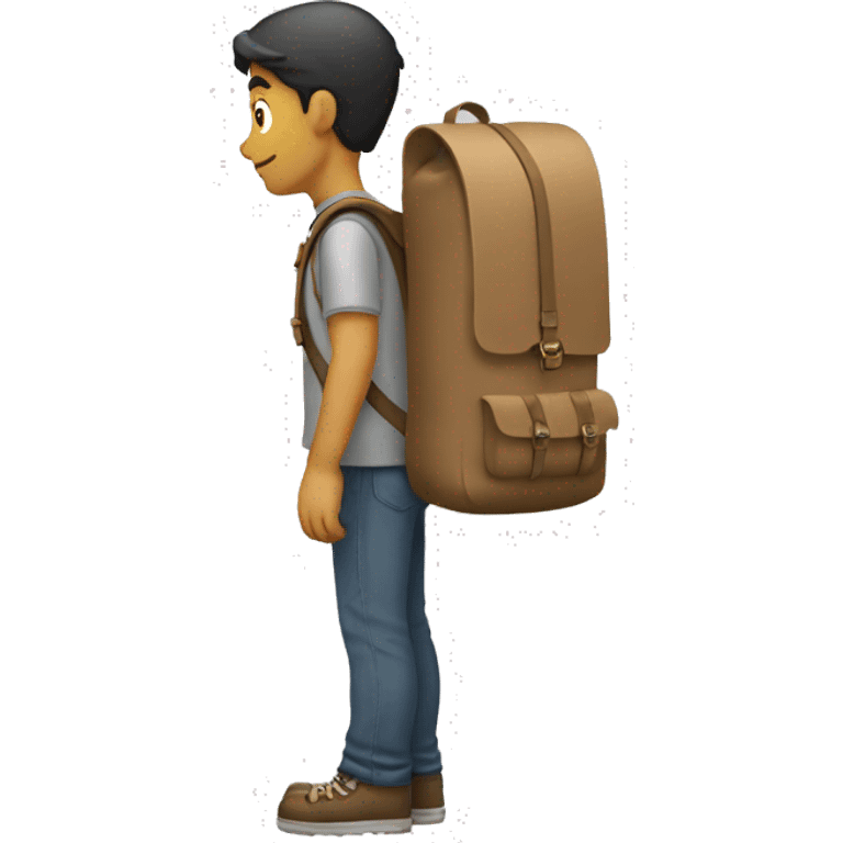 courrier with backpack goes to the right, he sees to the right emoji