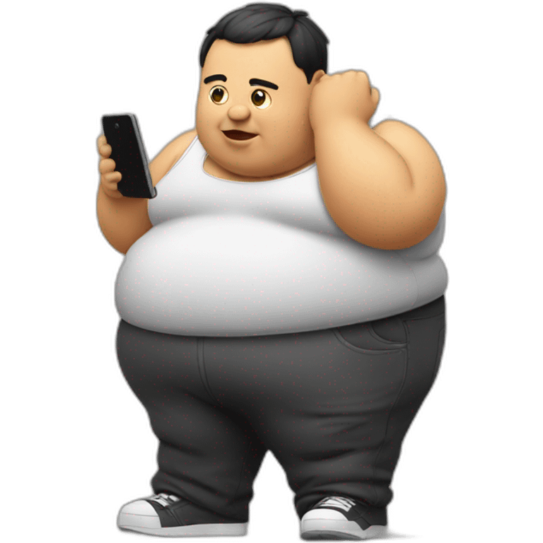 fat person using the cellphone emoji