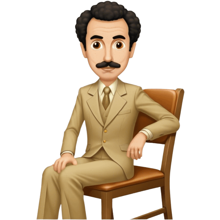 Borat sitting on dining chair emoji