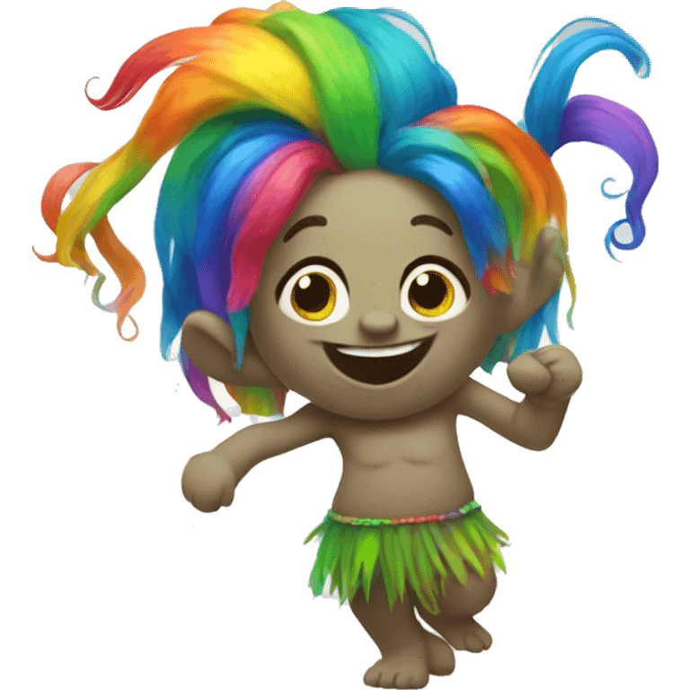 Rainbow hair dancing troll emoji