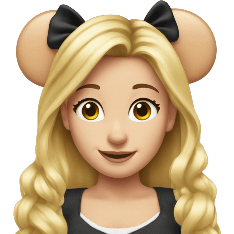 Minnie ears on girl with long blonde hair emoji