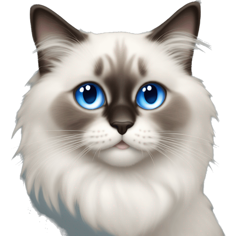 Ragdoll cat drinking soda and the middle of his face should have black and it shoul be male baby cat and blue eyes emoji