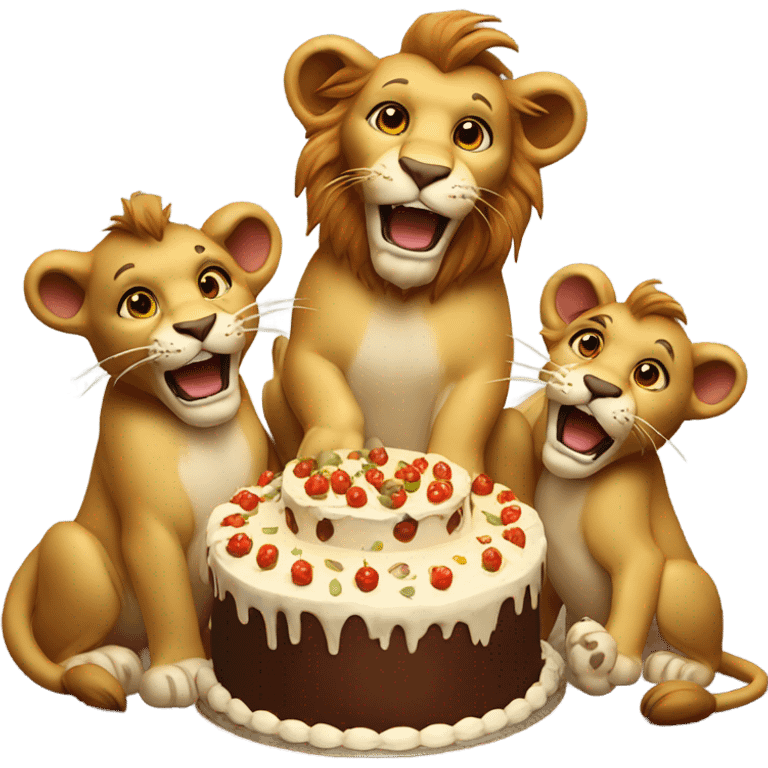 Lions eating cake emoji