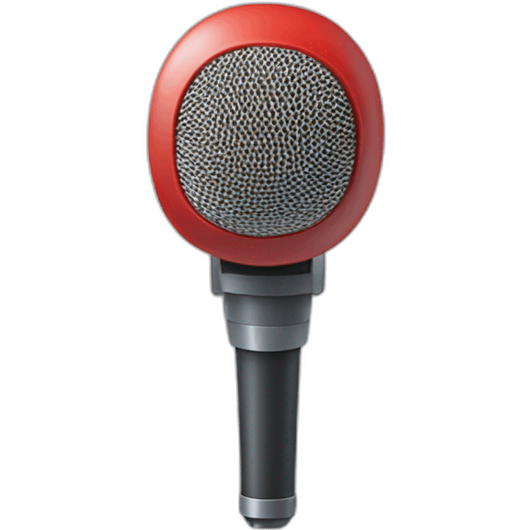 a microphone with a microphone arm and on top there is a red ring on emoji