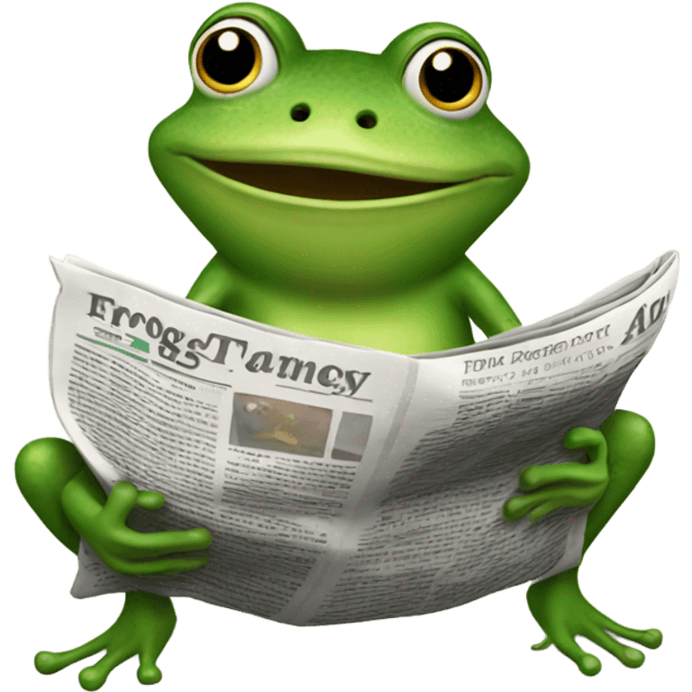 Frog reading newspaper  emoji