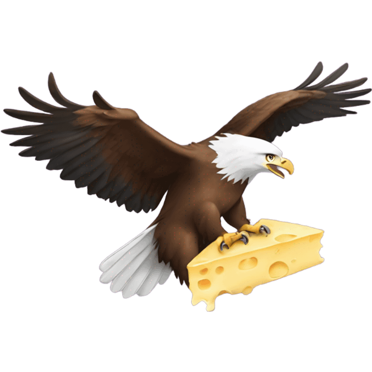 Eagle flying holing a piece of cheese emoji