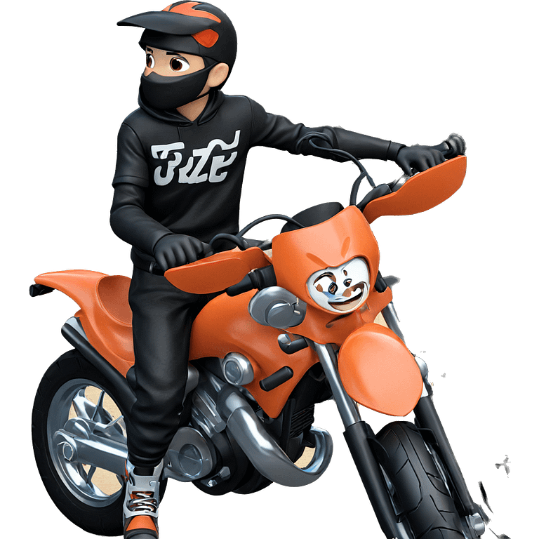 boy with motorcycle by tree emoji