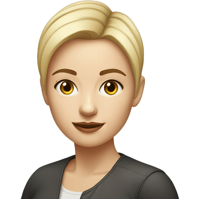 Startup designer with laptop, white girl, short hair emoji