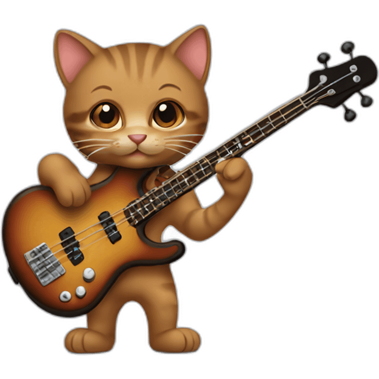 Brown Kitten playing bass emoji