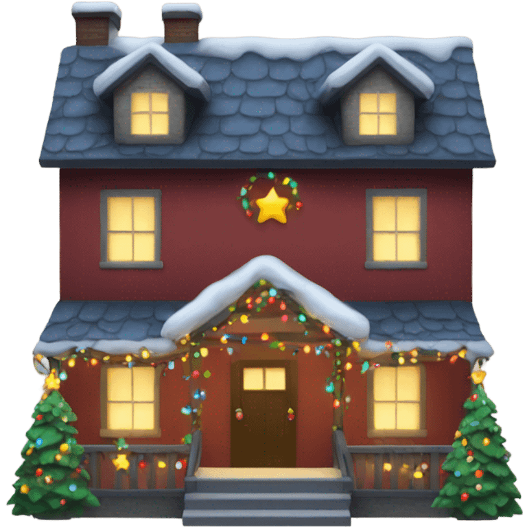 House with Christmas lights  emoji